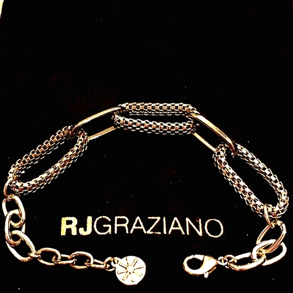 RJ Graziano GLAM MESH LUX CHAIN LINK GUNMETAL & SILVER BRACELET☆NEW IN BAG - Picture 4 of 6